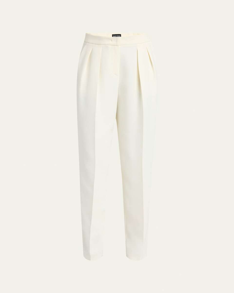 Pleated Cady Straight-Leg Tuxedo Trousers